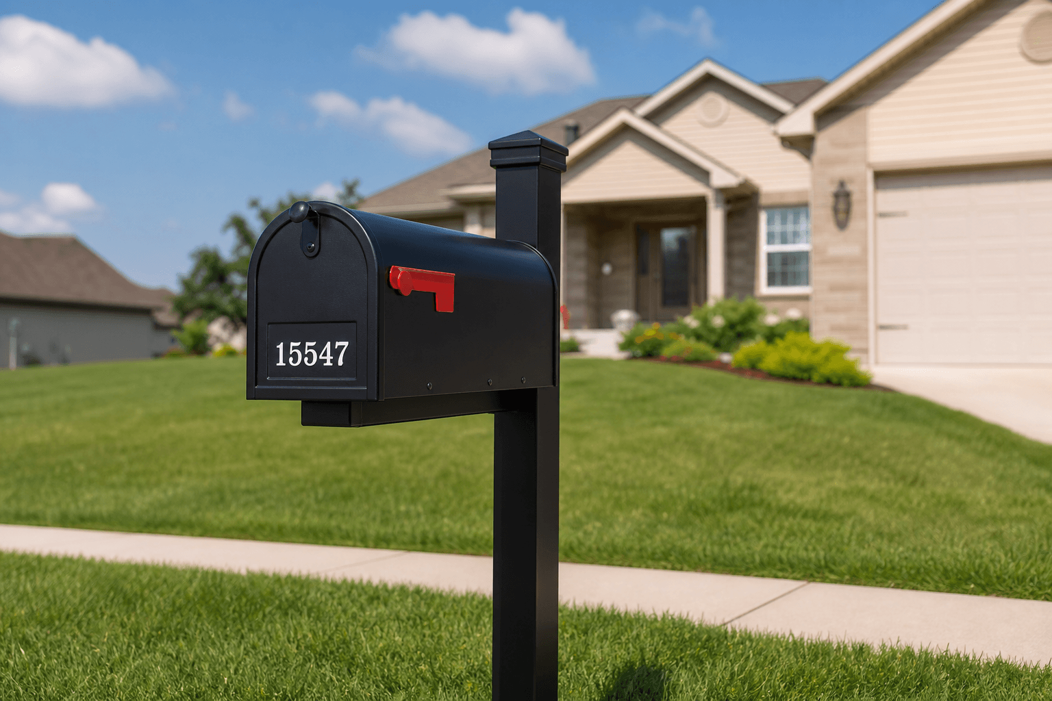 Black post-mount mailbox install — Sacramento, CA